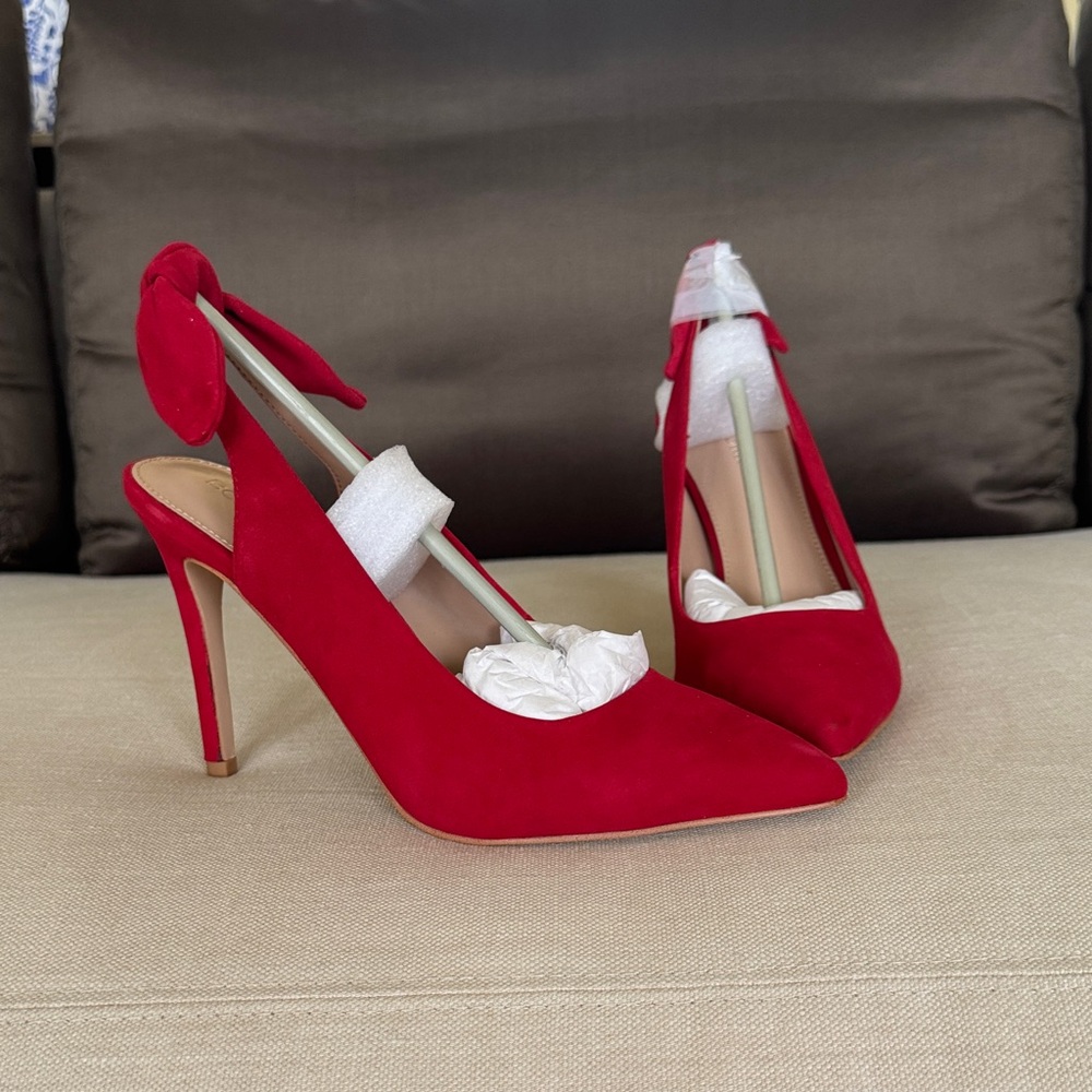 Red Suede sling back heels